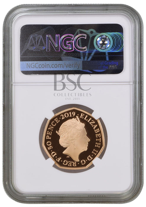 Elizabeth II, 2019 Gold Proof "Wallace and Gromit" Fifty Pence NGC PF70 Ultra Cameo