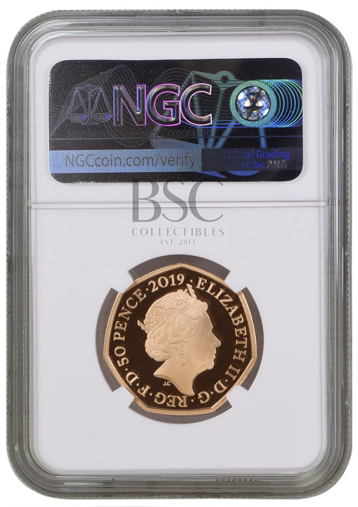 Elizabeth II, 2019 Gold Proof "Wallace and Gromit" Fifty Pence NGC PF70 Ultra Cameo