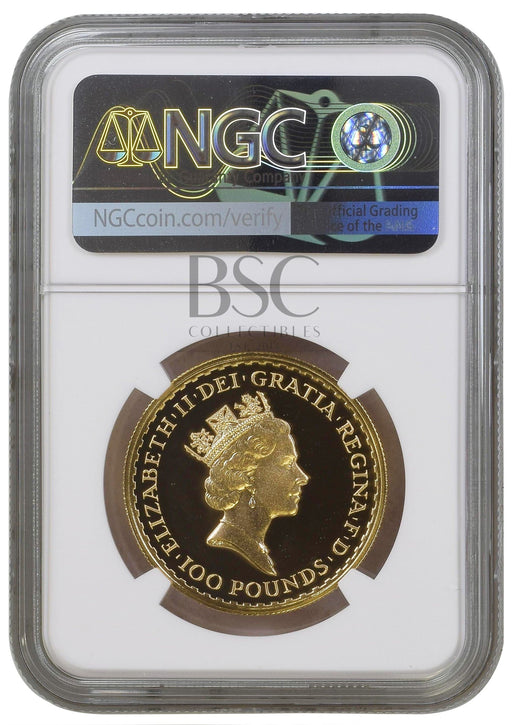 Elizabeth II, 1988 Gold Proof Britannia One Hundred Pounds NGC PF70 Ultra Cameo