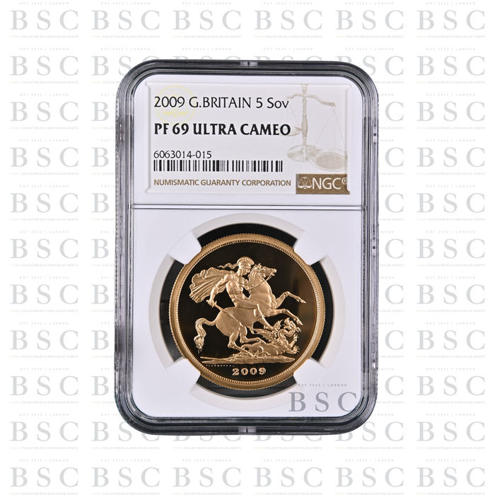 2009 £5 Quintuple Sovereign St George Proof Gold Coin PF69 NGC