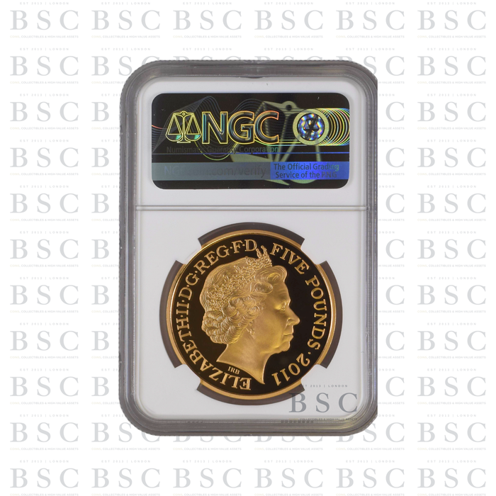 2011 £5 Quintuple Sovereign William & Catherine Royal Wedding Proof Gold Coin PF70 NGC