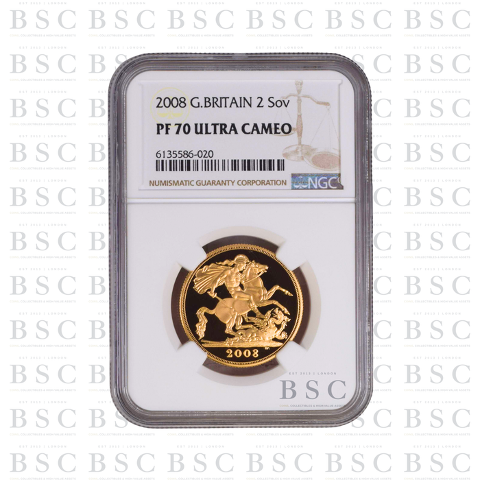2008 GB £2 Double Sovereign St George Gold Proof Coin PF70 NGC