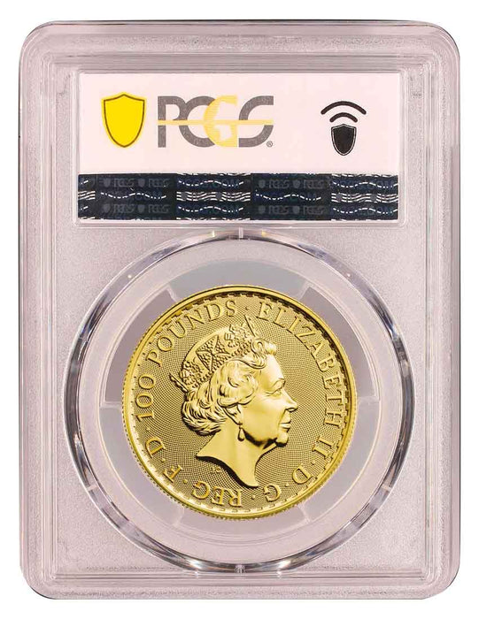 Elizabeth II, 2023 1oz Gold Britannia One Hundred Pounds PCGS MS69