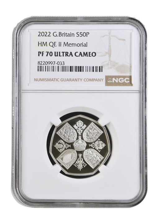 2022 UK 50p QEII Memorial Silver Proof NGC PF70 Ultra Cameo front