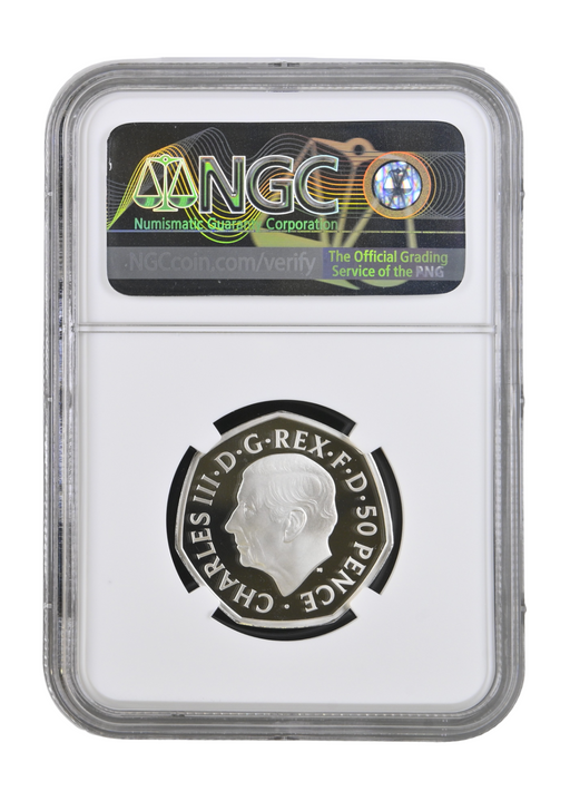 2022 UK 50p QEII Memorial Silver Proof NGC PF70 Ultra Cameo reverse
