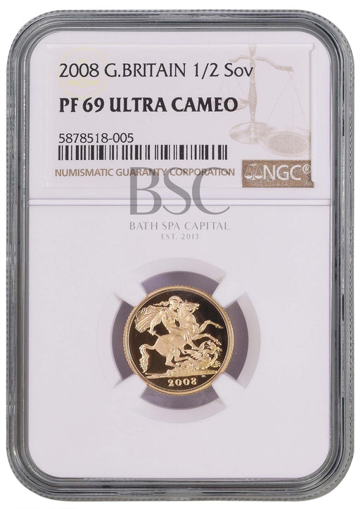 Elizabeth II, 2008 Gold Proof Half Sovereign NGC PF69 Ultra Cameo