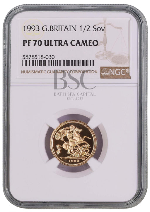 Elizabeth II, 1993 Gold Proof Half Sovereign NGC PF70 Ultra Cameo