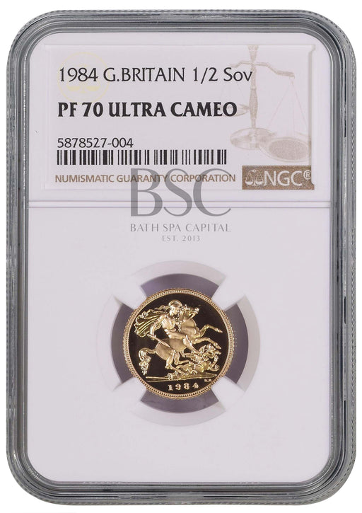 Elizabeth II, 1984 Gold Proof Half Sovereign NGC PF70 Ultra Cameo