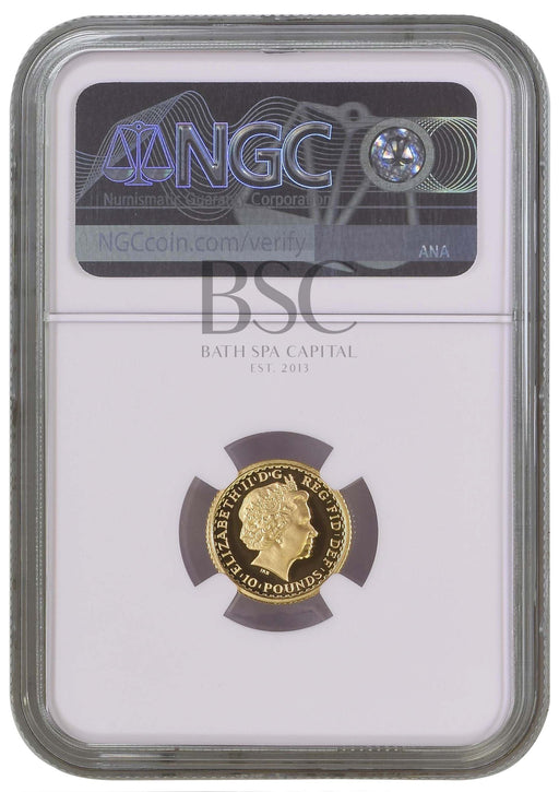 Elizabeth II, 2002 Gold Proof Britannia Ten Pounds NGC PF70 Ultra Cameo