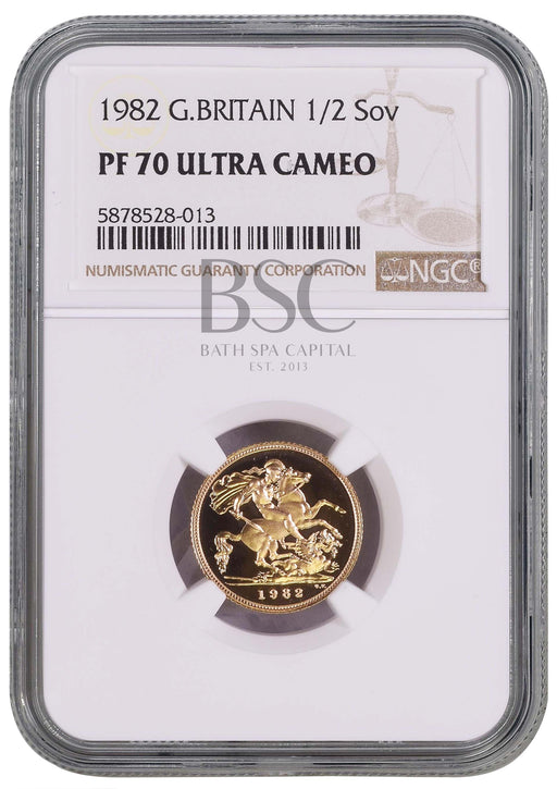 Elizabeth II, 1982 Gold Proof Half Sovereign NGC PF70 Ultra Cameo