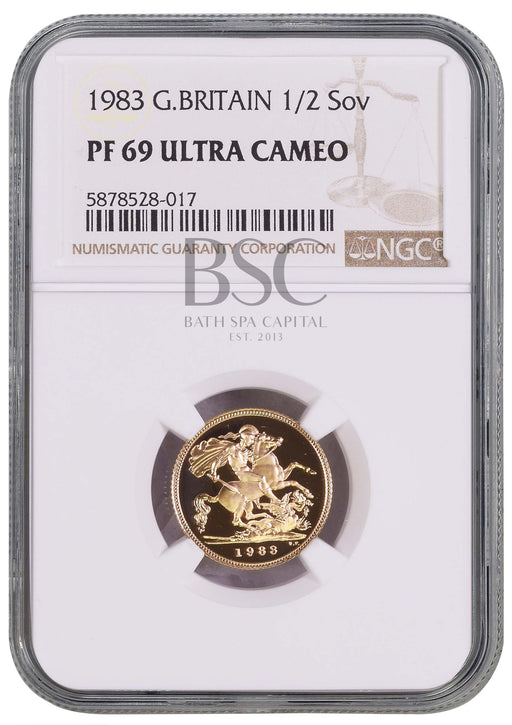 Elizabeth II, 1983 Gold Proof Half Sovereign NGC PF69 Ultra Cameo