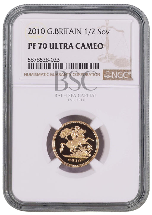 Elizabeth II, 2010 Gold Proof Half Sovereign NGC PF70 Ultra Cameo