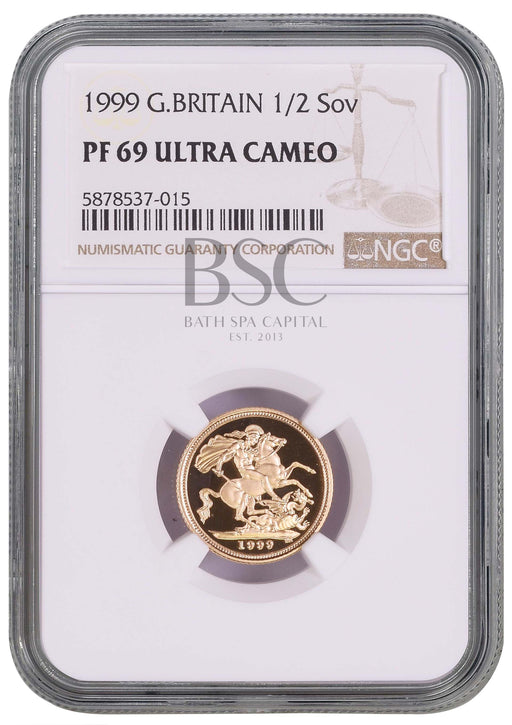 Elizabeth II, 1999 Gold Proof Half Sovereign NGC PF69 Ultra Cameo