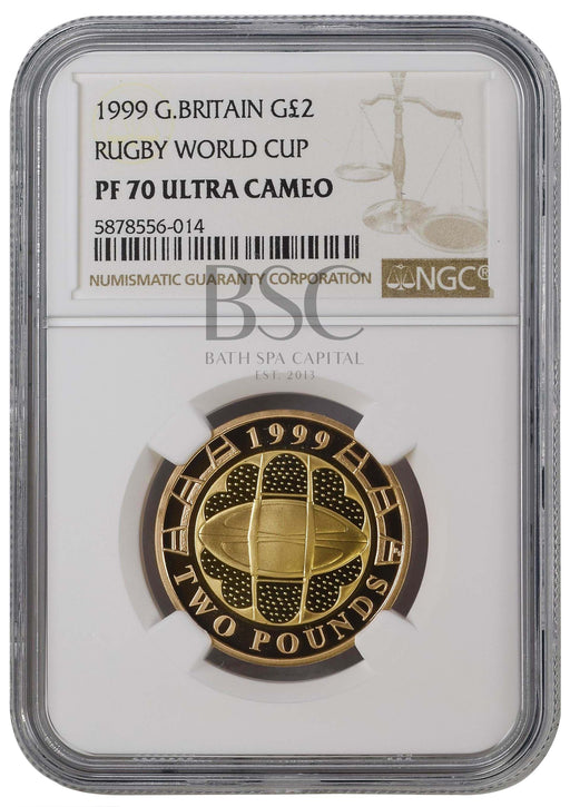 Elizabeth II, 1999 Gold Proof "Rugby World Cup" Two Pounds NGC PF70 Ultra Cameo