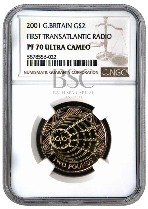Elizabeth II, 2001 Gold Proof "Marconi Telegraph" Two Pounds NGC PF70 Ultra Cameo
