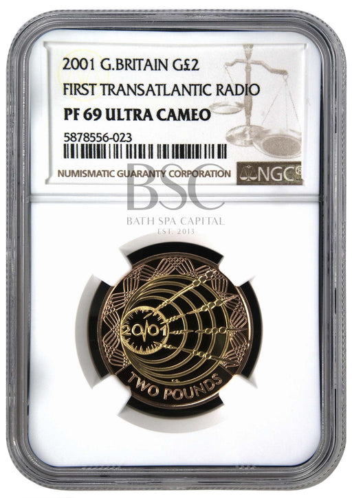 Elizabeth II, 2001 Gold Proof "Marconi Telegraph" Two Pounds NGC PF69 Ultra Cameo