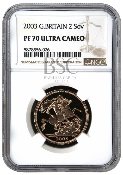 Elizabeth II, 2003 Gold Proof Double Sovereign/Two Pounds NGC PF70 Ultra Cameo