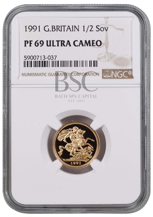 Elizabeth II, 1991 Gold Proof Half Sovereign NGC PF69 Ultra Cameo