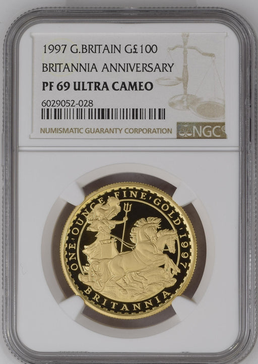 Elizabeth II, 1997 Gold Proof Britannia One Hundred Pounds NGC PF69 Ultra Cameo