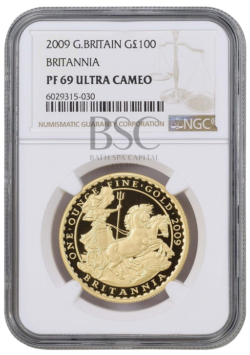 Elizabeth II, 2009 Gold Proof Britannia 100 Pounds NGC PF69 Ultra Cameo