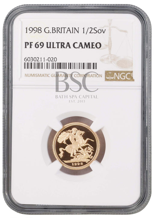 Elizabeth II, 1998 Gold Proof Half Sovereign NGC PF69 Ultra Cameo