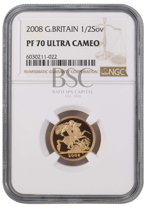 Elizabeth II, 2008 Gold Proof Half Sovereign NGC PF70 Ultra Cameo