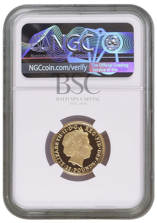 Elizabeth II, 2006 Gold Proof Britannia Twenty Five Pounds NGC PF70. Ultra Cameo