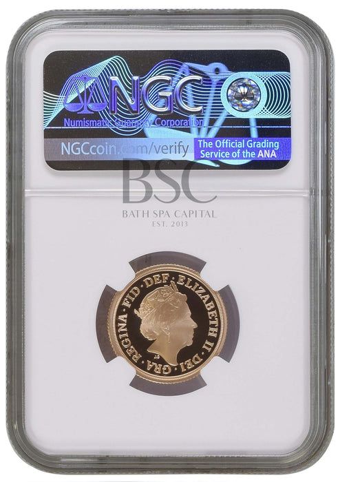 Elizabeth II, 2018 Gold Proof "Sapphire Anniversary" Sovereign NGC PF70 Ultra Cameo
