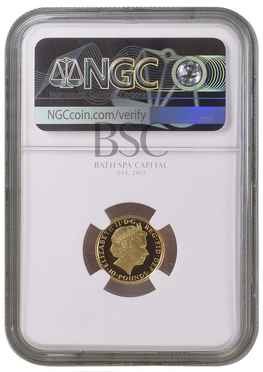 Elizabeth II, 2011 Gold Proof Britannia Ten Pounds NGC PF70 Ultra Cameo