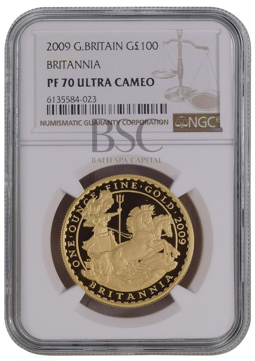 Elizabeth II, 2009 Gold Proof Britannia One Hundred Pounds NGC PF70 Ultra Cameo