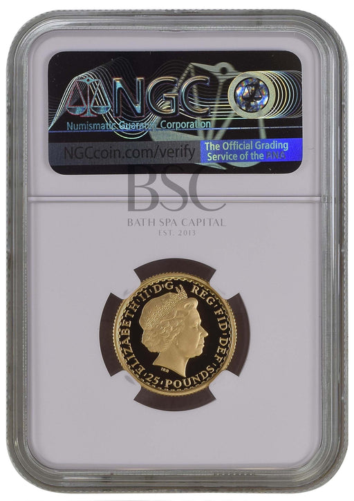 Elizabeth II, 2009 Gold Proof Britannia Twenty Five Pounds NGC PF70 Ultra Cameo