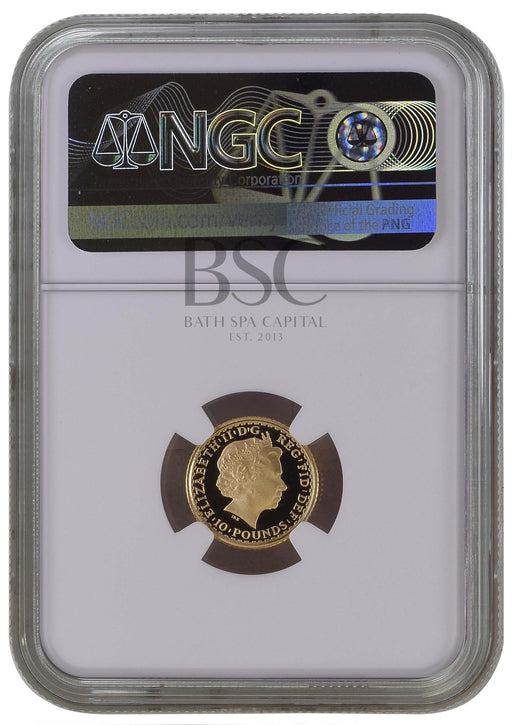 Elizabeth II, 2009 Gold Proof Britannia Ten Pounds NGC PF70 Ultra Cameo