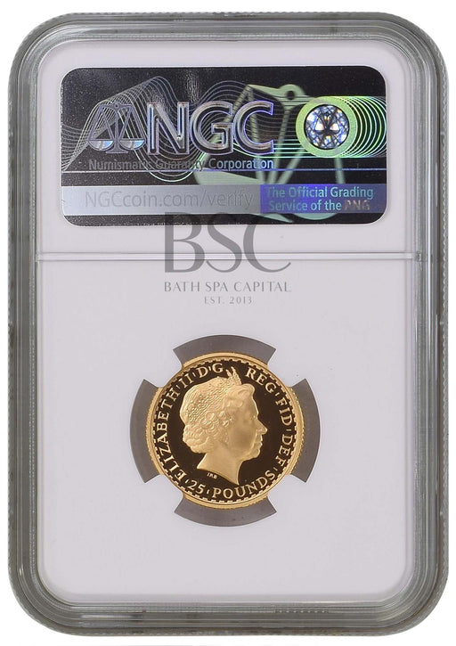 Elizabeth II, 2010 Gold Proof Britannia Twenty Five Pounds NGC PF70 Ultra Cameo