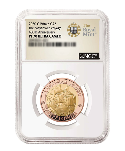 2020 Mayflower UK £2 Gold Proof Graded Presentation Coin