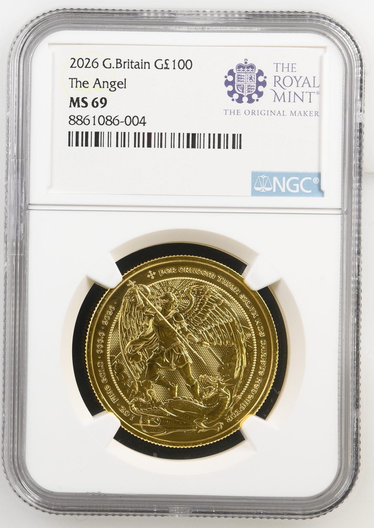 2026 The Angel, 1oz gold coin in a NGC MS69 holder
