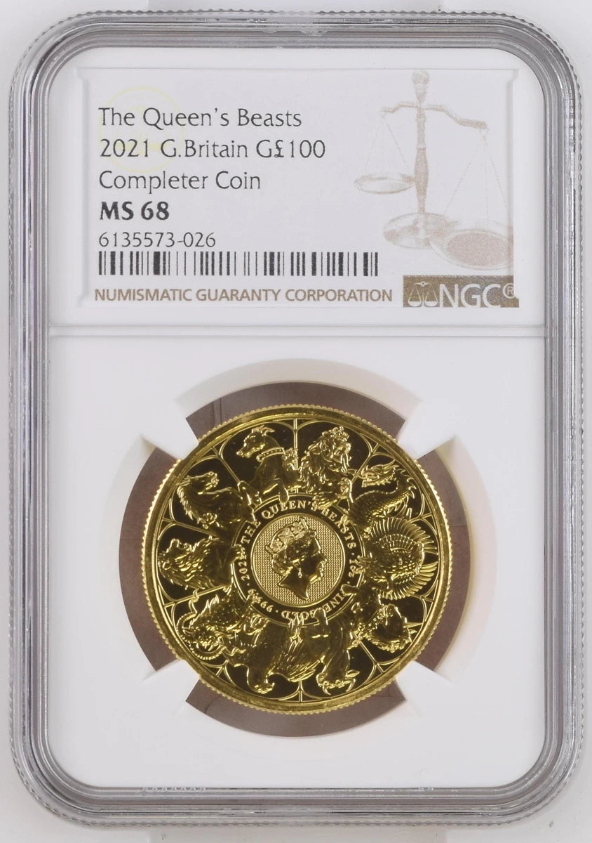 2021 Queen’s Beasts Completer, NGC MS68, certification 6135573-026